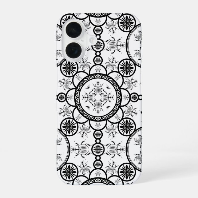 Scarab tile line pattern iPhone 16 case (Back)