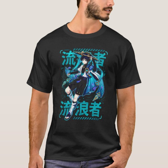 Scaramouche Anemo Wanderer | Basic Dark T-Shirt (Front)