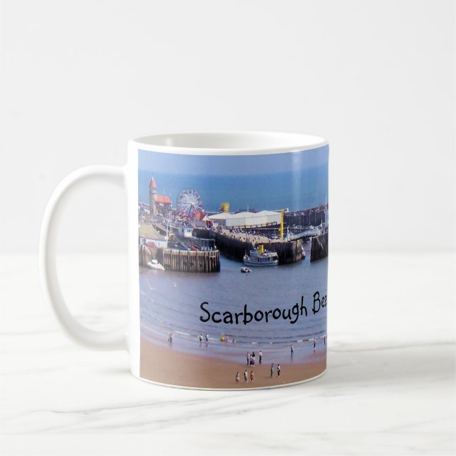 Scarborough beach, England panorama mug (Left)