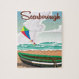 Scarborough beach travel poster jigsaw puzzle
