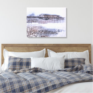 Scarborough North Bay Pier - Vintage Watercolour Canvas Print