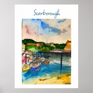 Scarborough Watercolour  Poster