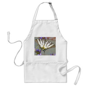 Scarce Swallowtail On Lilac Flowers Black Outline Standard Apron