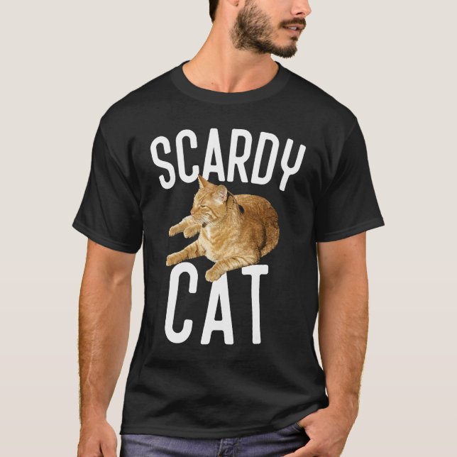 Scardy Cat Tabby Halloween Graphic T-Shirt (Front)