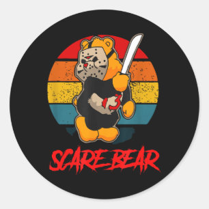 Scare Bear Horror Bear With Knife Spooky Halloween Classic Round Sticker