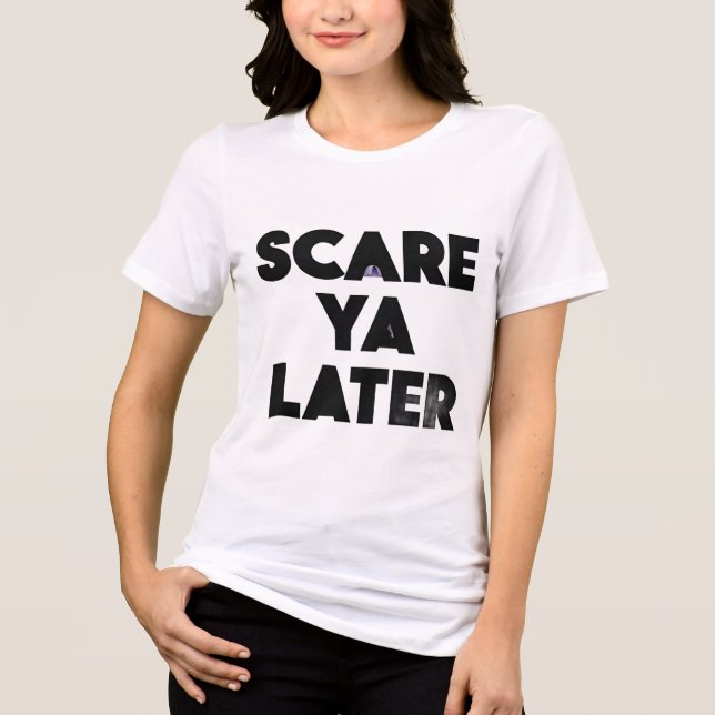 Scare Ya Later Minimalist Halloween Typography Tee (Front)