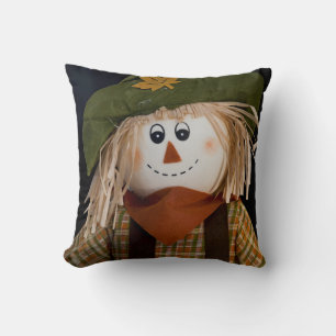 Scarecrow and Green Hat Reversible Green Cushion