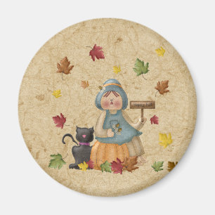 Scarecrow and his black cat magnet