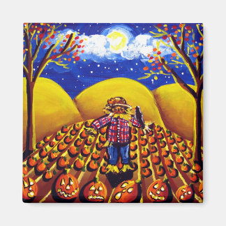 Scarecrow and Jack-O-Lanterns Magnet