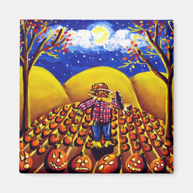 Scarecrow and Jack-O-Lanterns Magnet (Front)