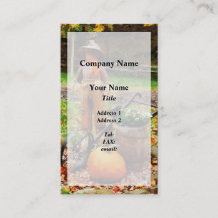 Scarecrow and Pumpkin Business Card
