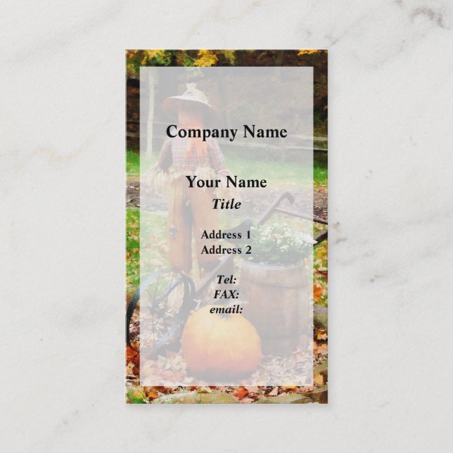 Scarecrow and Pumpkin Business Card (Front)
