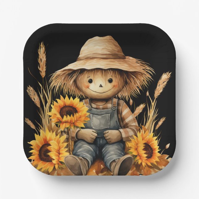 Scarecrow Apron  Paper Plate (Front)