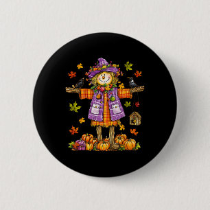 Scarecrow Autumn Fall Season Pumpkin Thanksgiving  6 Cm Round Badge