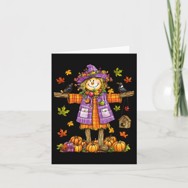 Scarecrow Autumn Fall Season Pumpkin Thanksgiving  Card (Front)