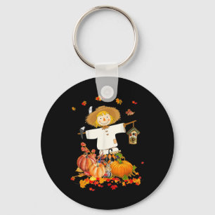 Scarecrow Autumn Hello Fall Pumpkin Thanksgiving H Key Ring