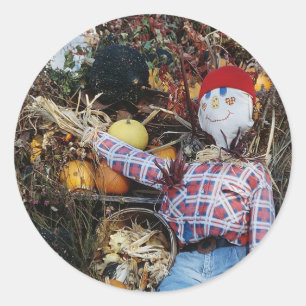 Scarecrow Decoration Classic Round Sticker