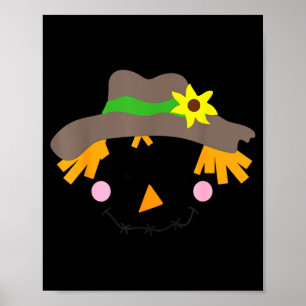 Scarecrow face closed eyes in a hat flower smile poster