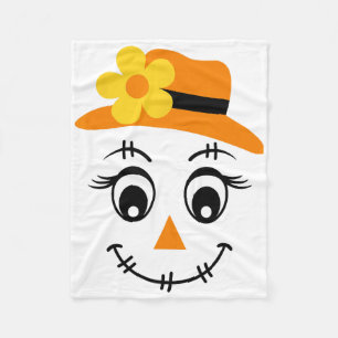 Scarecrow Face Cute Halloween Boys Girls Spooky Fa Fleece Blanket