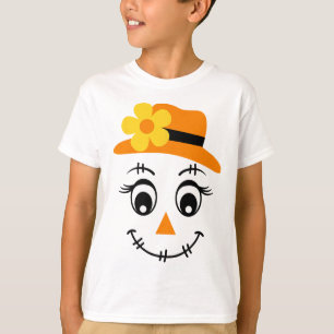 Scarecrow Face Cute Halloween Boys Girls Spooky Fa T-Shirt