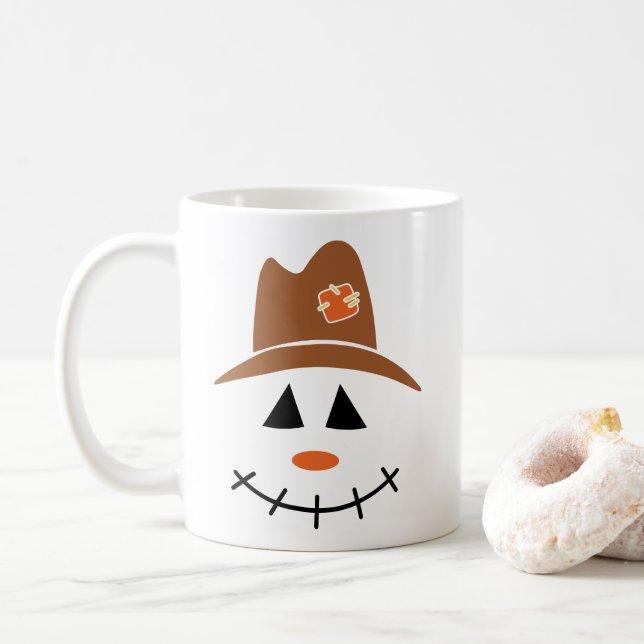 Scarecrow Faces Fall Coffee Mug (With Donut)