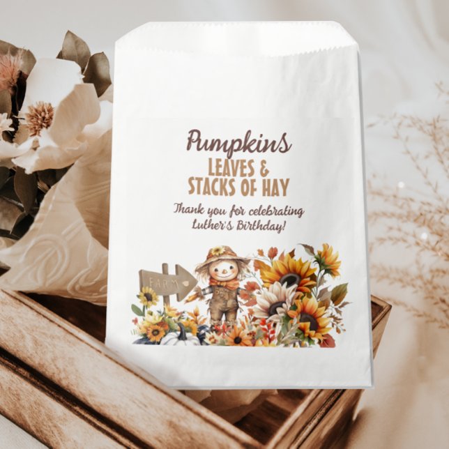 Scarecrow Fall Sunflower Birthday Favour Bags (Creator Uploaded)