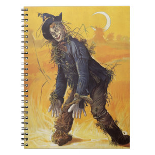 Scarecrow from Wizard of Oz, Vintage Fairy Tales Spiral Notebook