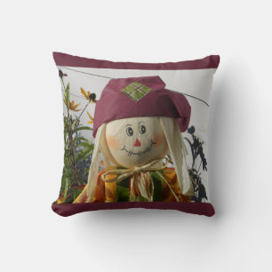 Scarecrow Girl Throw Pillow