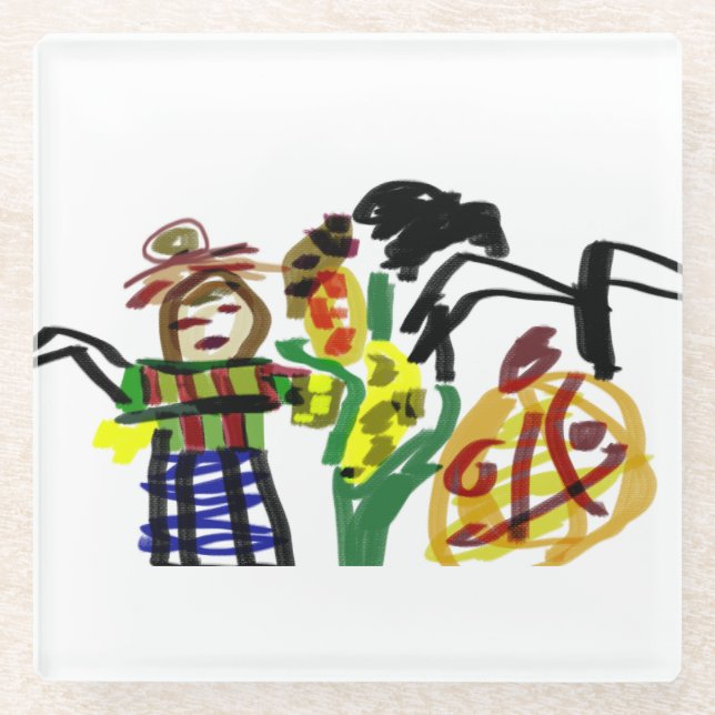Scarecrow Halloween friend   Glass Coaster (Front)
