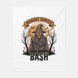 Scarecrow Halloween Shirt Vintage Engraving Party  Fleece Blanket