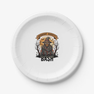 Scarecrow Halloween Shirt Vintage Engraving Party Paper Plate