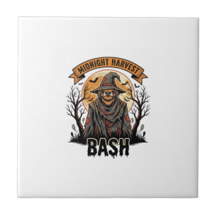 Scarecrow Halloween Shirt Vintage Engraving Party  Tile
