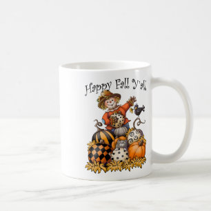 Scarecrow Happy Fall Y'all Pumpkin Thanksgiving Ha Coffee Mug