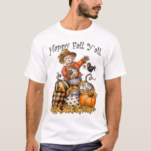 Scarecrow Happy Fall Y'all Pumpkin Thanksgiving Ha T-Shirt