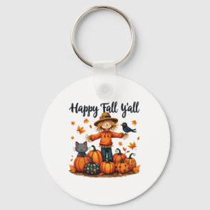 Scarecrow Happy Fall Y'all Thanksgiving Halloween  Key Ring