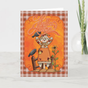 Scarecrow Hello Autumn Greeting Card