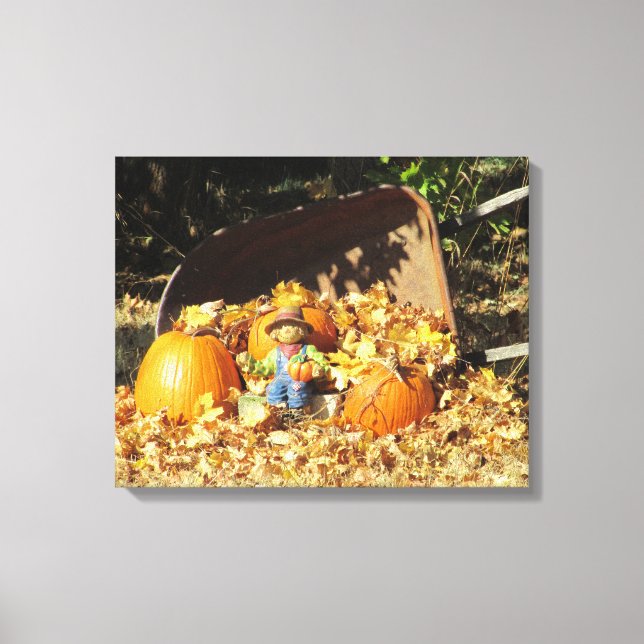 Scarecrow King on His Pumpkin Throne Canvas Print (Front)