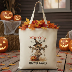 Scarecrow Kisses and Harvest Wishes Autumn Tote Bag