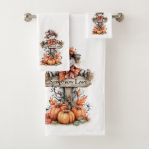 Scarecrow Lane Halloween Bath Towel Set