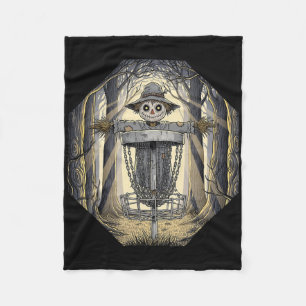 Scarecrow Lurking Ominously Behind A Disc Golf Ske Fleece Blanket