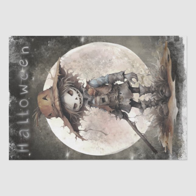 Scarecrow Moon Dead Halloween Tissue Paper (Front)