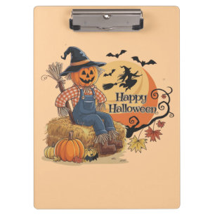 Scarecrow Pumpkin Halloween Rustic Vibes Art Clipboard