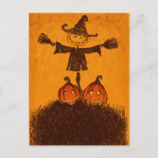Scarecrow Pumpkin Postcard (Front)