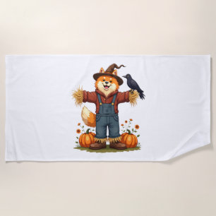 Scarecrow Samoyed Dog Beach Towel