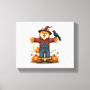 Scarecrow Samoyed Dog Canvas Print