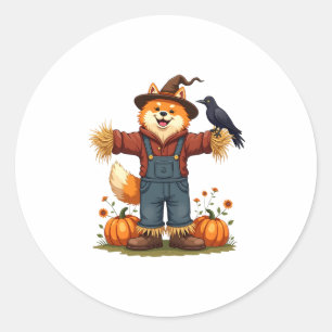 Scarecrow Samoyed Dog Classic Round Sticker