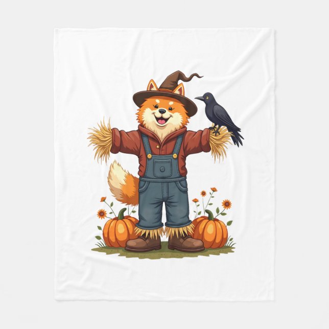 Scarecrow Samoyed Dog Fleece Blanket (Front)