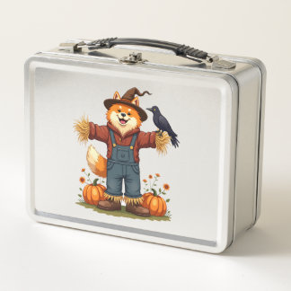 Scarecrow Samoyed Dog Metal Lunch Box