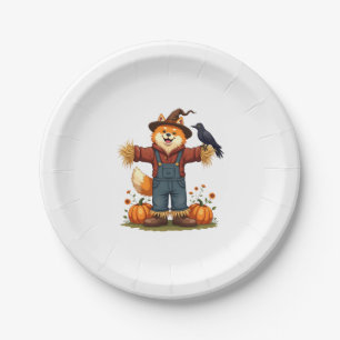 Scarecrow Samoyed Dog Paper Plate