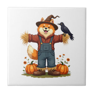 Scarecrow Samoyed Dog Tile